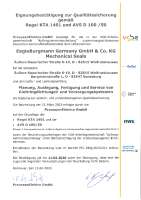KTA 1401 und AVS D 100/50 (Zertifizierung zur Planung, Auslegung, Fertigung und Service von Gleitringdichtungen und Versorgungssystemen für deutsche Kernkraftwerke)
